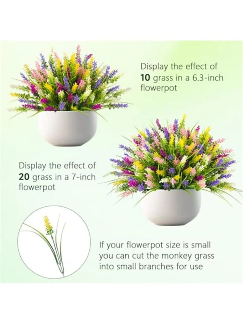 10 Bundle Fake Monkey Grass Flowers Outdoor Indoor Patio Pot Planter Decor